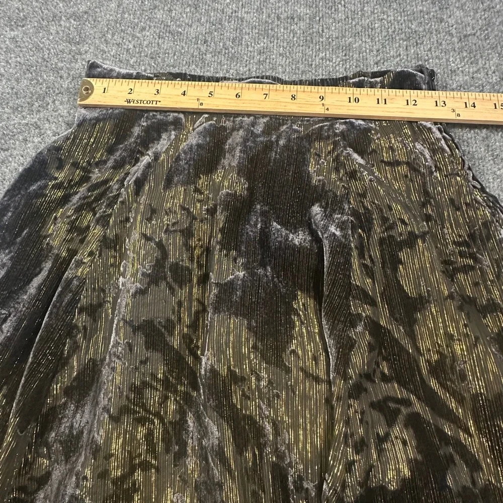 Modcloth Women's Small Midi A-Line Velvet Gold Metallic Lined‎ Skirt